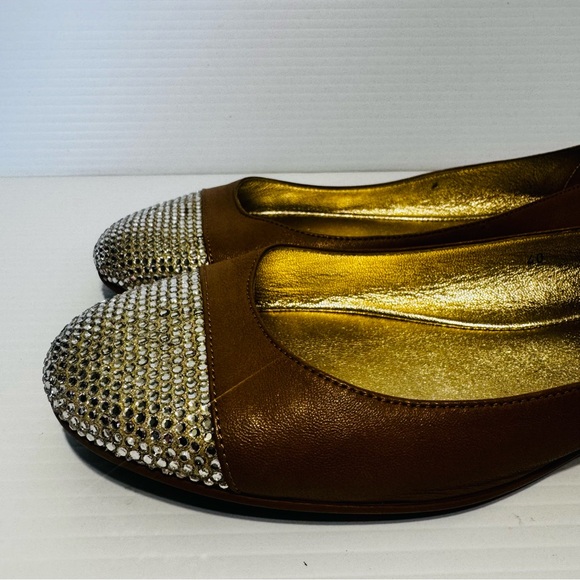 Jimmy Choo Nude Leather Crystal Toe Ballet Flats Size 40 - Picture 4 of 14